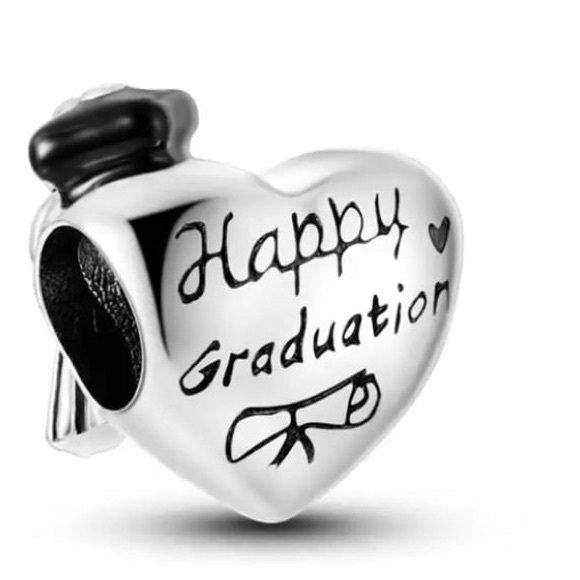 Pandora 2024 graduation bracelet size 17cm with 6 charms and keychain - Picture 7 of 12